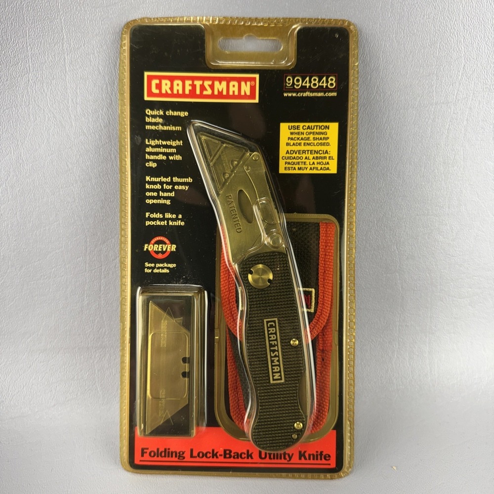 VTG Craftsman Black Anodized Folding Lock Back Utility Knife Box Cutter 94848